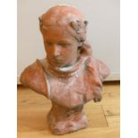 An Art Nouveau, terracotta, bust of Joan of Arc