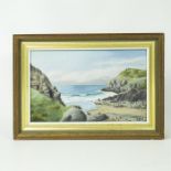 F. Chaplin Smith (contemporary), A gilt-framed coastal oil painting