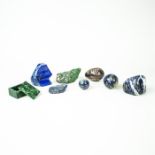 A collection of lapis lazuli and malachite