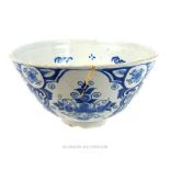 A large, early 18th century, Delft-ware bowl