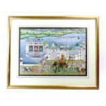 A miniaturist Indian painting of a town scene