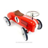 A Child's, red painted, vintage-style, racing car