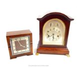 A Junghans mahogany mantel clock, and a Garrard clock