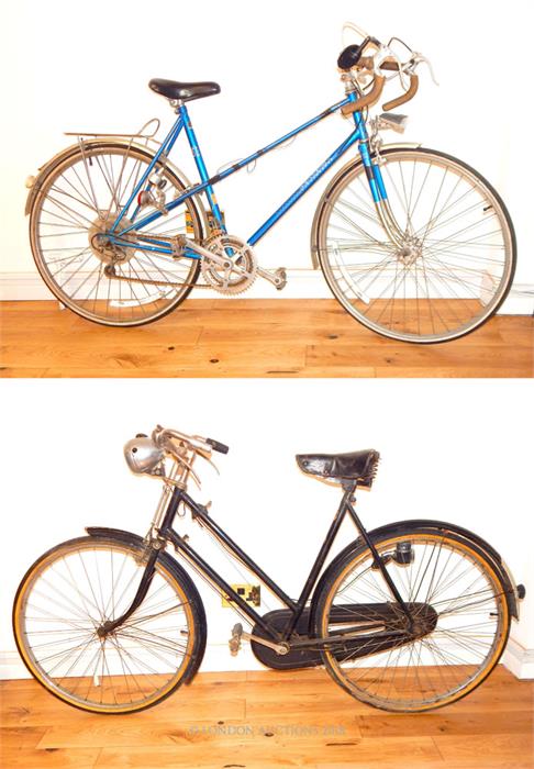 Two, vintage, good-quality ladies bikes by Raleigh and Peugeot