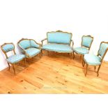 A 19th century, French, fine gilt wood and upholstered, half salon suite
