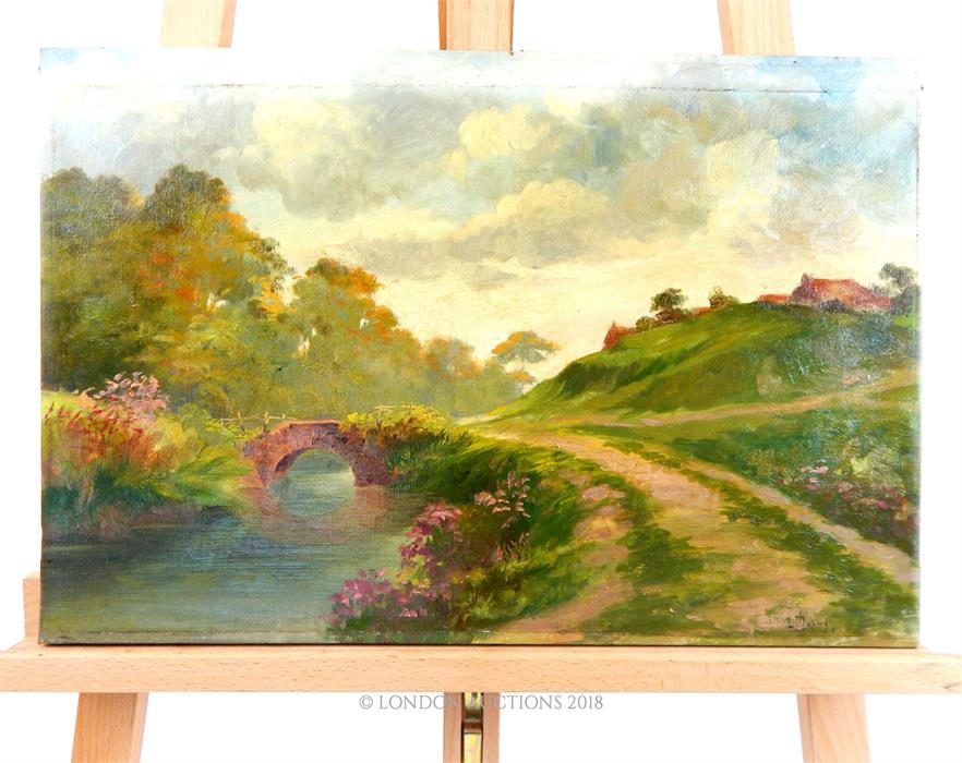 Country Walk Along a River Painting