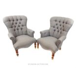 A pair of contemporary Victorian style armchairs