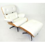 A contemporary designer style chair & matching stool
