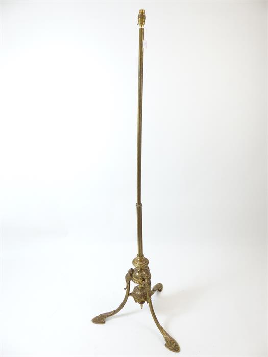 A late 19th century gilt brass standard lamp