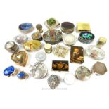 A collection of twenty-seven, silver and white metal pill and trinket boxes