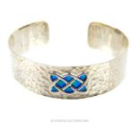 Silver and blue, enamel Art Nouveau style bangle