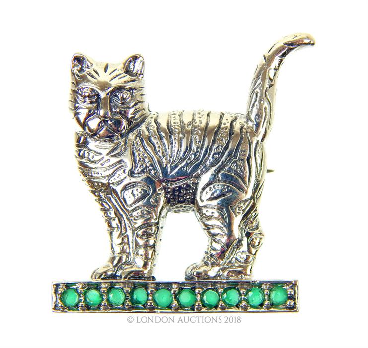 Silver Cat Brooch