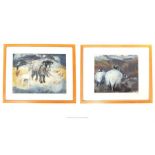 Freda Morrell, a pair of contemporary painted wool pictures