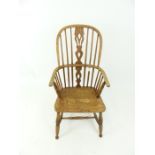 A Victorian Ash hoop back Windsor chair.