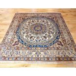 A fine Central Persian part silk Nain rug