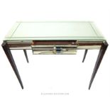 An authentic, Art Deco, mirrored and mahogany, side table