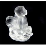 A Lalique, frosted glass, seated fairy