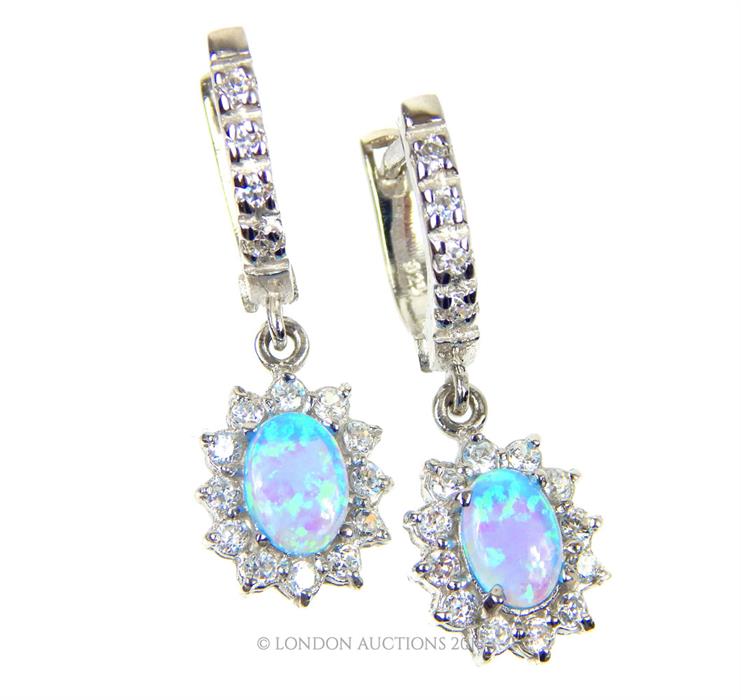 A Pair of Silver and Blue Opalite Earrings