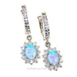 A Pair of Silver and Blue Opalite Earrings