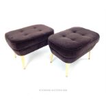 A pair of Gucci style stools, with dark chocolate brown upholstery and raised upon gilt metal