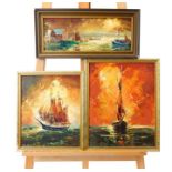 Three Coastal Oil Paintings