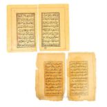 Four Double Sided Persian Hand-Written Manuscripts Leafs in Arabic from Iran