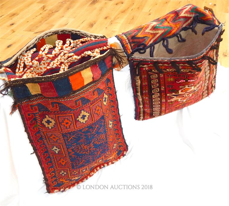 Two, fine old, North-east, Persian, saddle-bags - Image 2 of 3