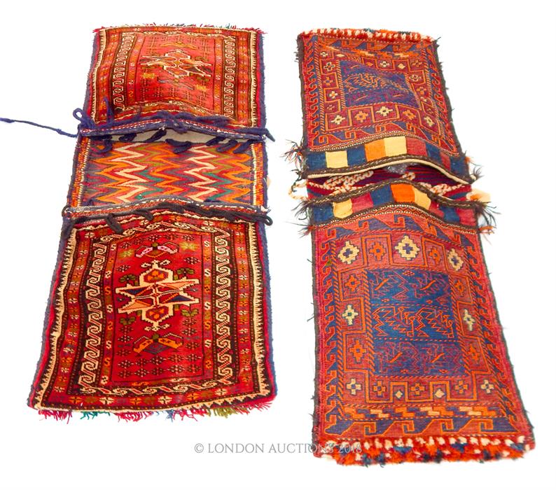 Two, fine old, North-east, Persian, saddle-bags - Image 3 of 3