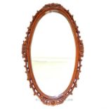 Walnut Carved Oval Wall Mirror