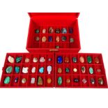 A red-velvet, boxed semi-precious, specimen collection