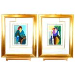 A pair of professionally framed and mounted, Art Deco style prints