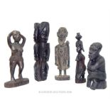 A Collection of Five West African Carved Figures