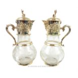 Pair of Glass & Silver Plated Water Jugs