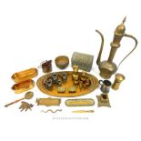 A collection of antique brass-ware