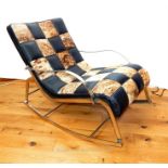 An animal hide and Leather Rocking Chair