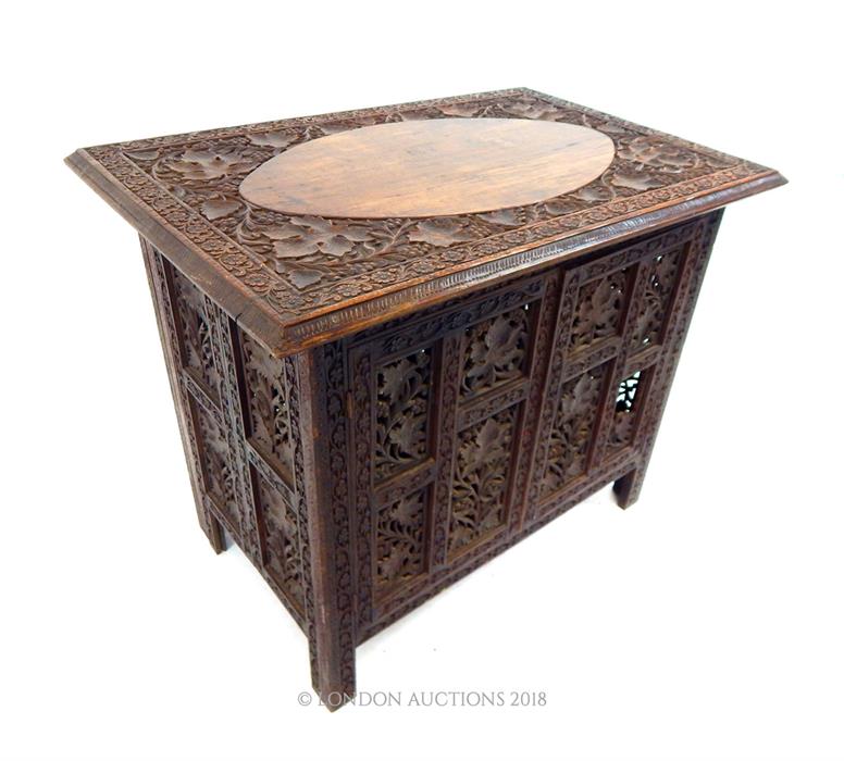 Indian Carved Folding Table.