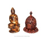 Bronze Buddha & Metal Incense Burner