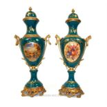 Pair of Green Enamel Vases