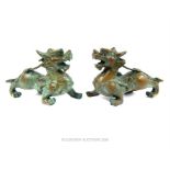 Pair of Bronze Mythical Beasts