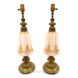 Pair of Pink Glass Lamps