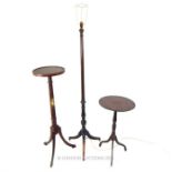 Victorian Mahogany Plant Stand, Tripod Table and Lamp