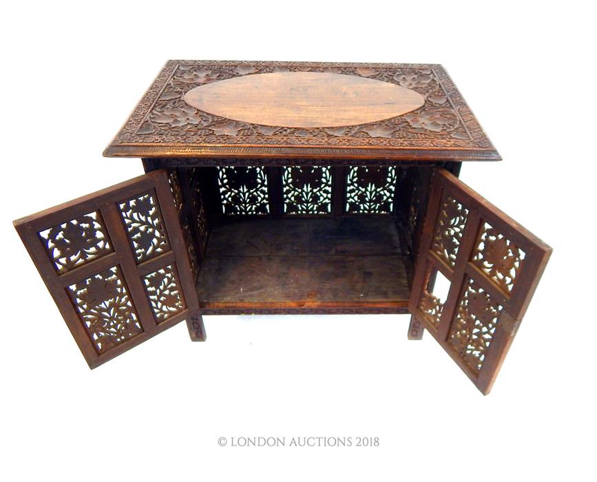 Indian Carved Folding Table. - Image 2 of 3