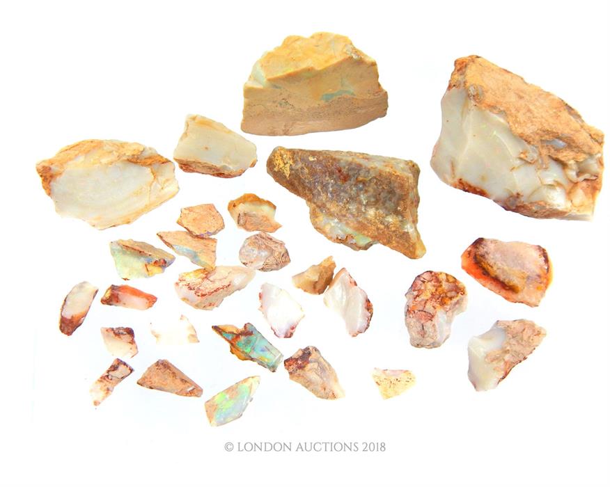 A collection of natural, rough, opals hand-sourced from Coober Pedy, Australia