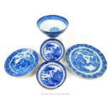 A collection of 18th and 19th century, English, blue and white, ceramics