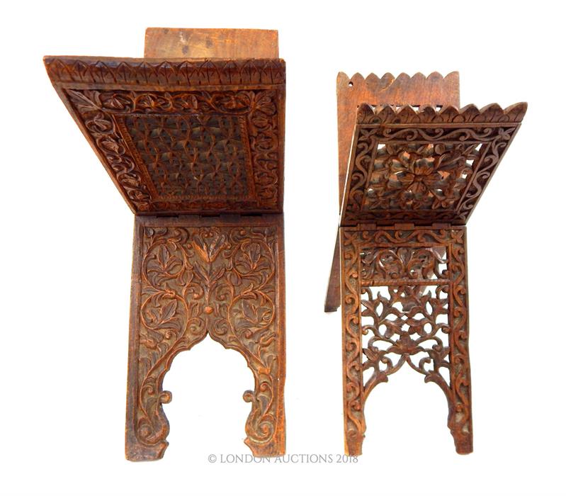 Two Ornately Carved Indian Book Stands - Bild 2 aus 2