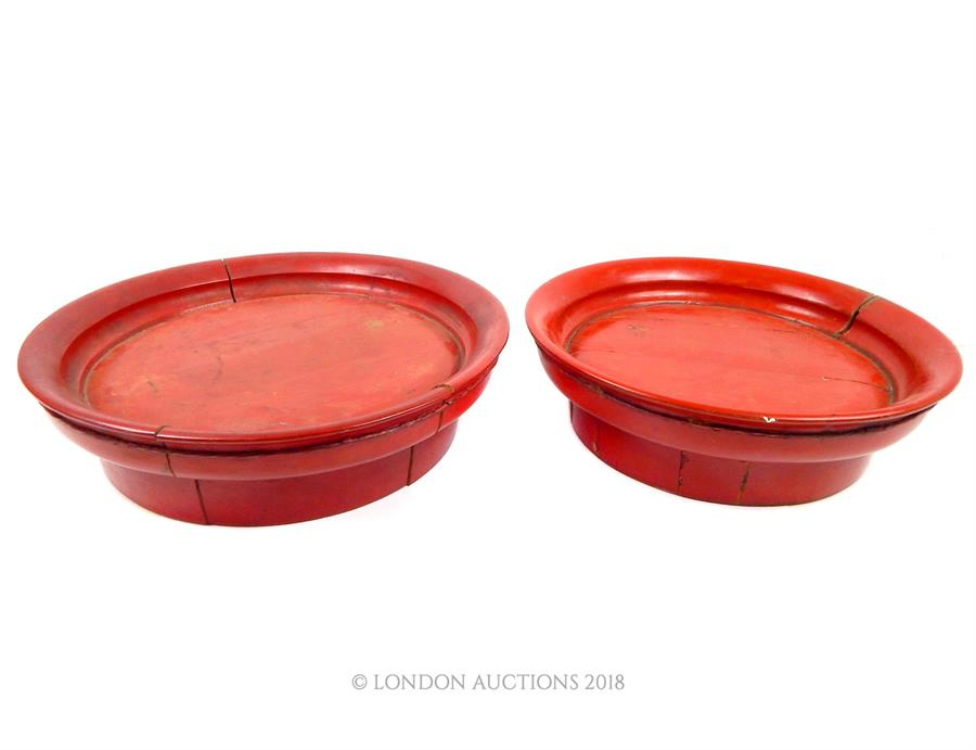 Japanese red lacquered serving trays