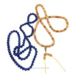 A Tibetan Lapis Lazuli beaded necklace and another