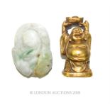 Jade Buddha pendant and bronze Buddha