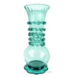 An Italian hand blown turquoise glass vase