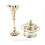 An Italian silver sugar bowl & a posy vase